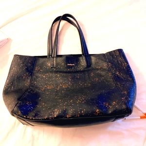 Desigual Black leather tote with gold splatters